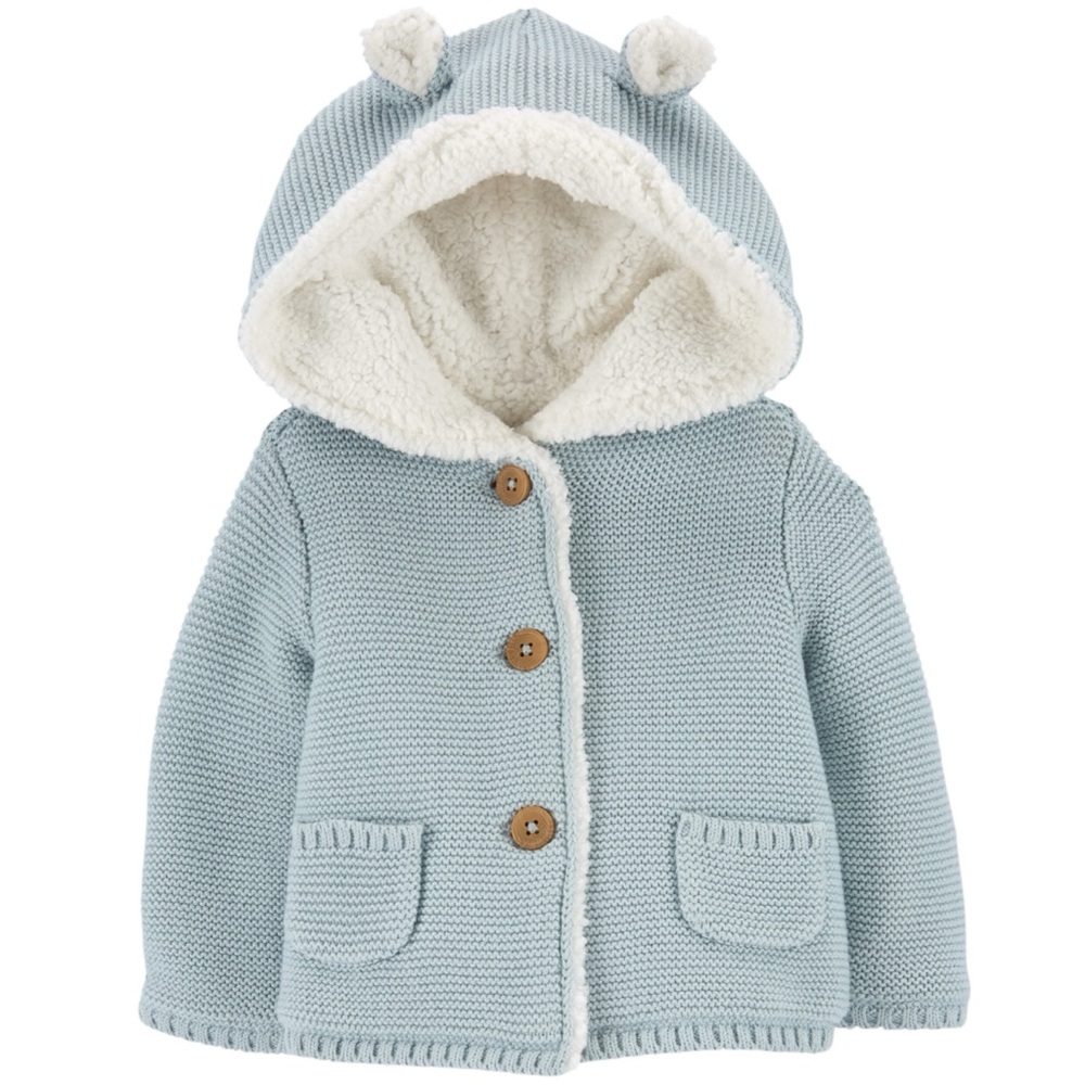 CARTER’S Baby Sherpa Lined Blue Hooded Jacket Size 6 Months